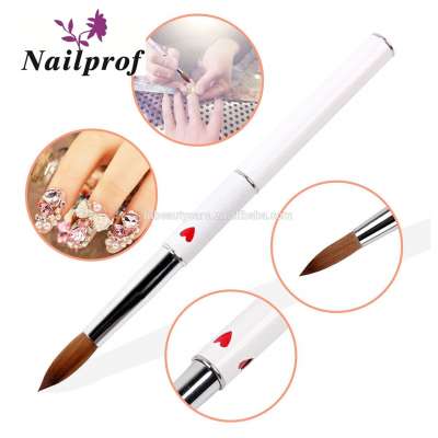 Nailprof. Kolinsky Sable Acrylic Nail Art BrushOval Form UV Gel Nail Brush With Red Heart Metal Handle Manicure Tool