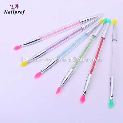 Nailprof two way silicone nail brush set manicure rhinestone nail gel polish brush pen for beauty care