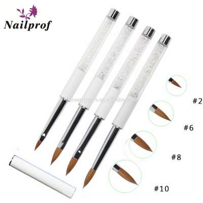 Nailprof. Rhinestone Handle Pure Kolinsky Nail Oval Brush Acrylic Nail Brush 10# 8# 6# Art Nail Brush